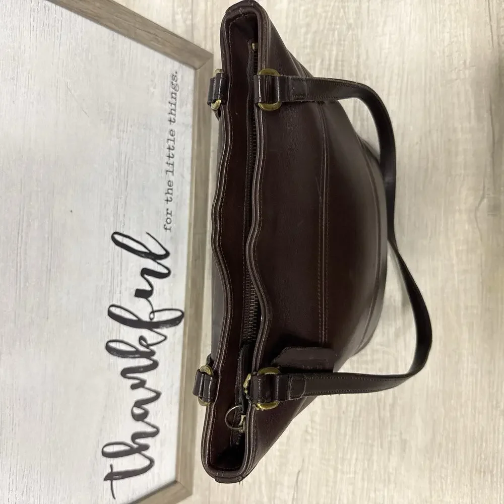 Vintage COACH Tribeca 9098 Brown Leather Tote USA Hangtag Shoulder Bag